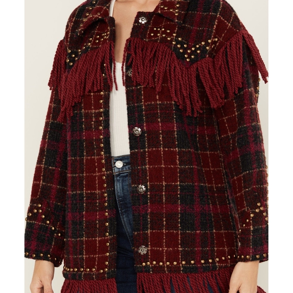 Vocal Western Tweed Plaid Fringe Jacket XL